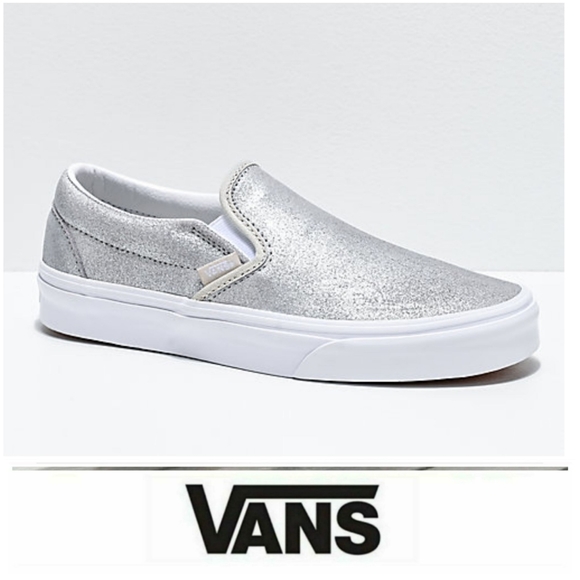 silver slip ons